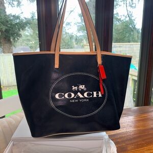 Coach Black and Tan Tote Bag
